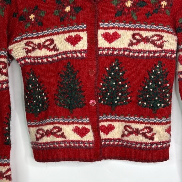 Vintage Christmas Tree Wool Cardigan Sweater Size XS - Picture 3 of 6